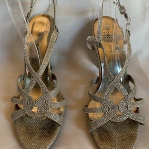 Sparkly Pierre Dumas Silver Strappy Sandals Heels!